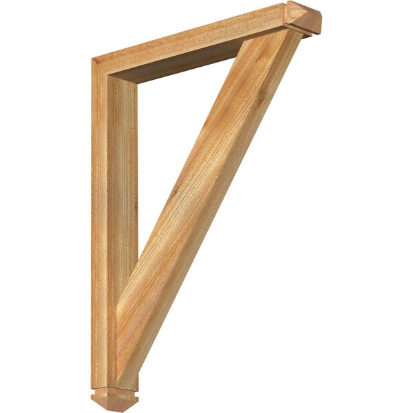 Ekena Millwork Traditional Arts and Crafts Rough Sawn Bracket w/ Offset Brace, Western Red Cedar, 4"W x 24"D x 32"H BKT0402X24X32TRA03RWR - main
